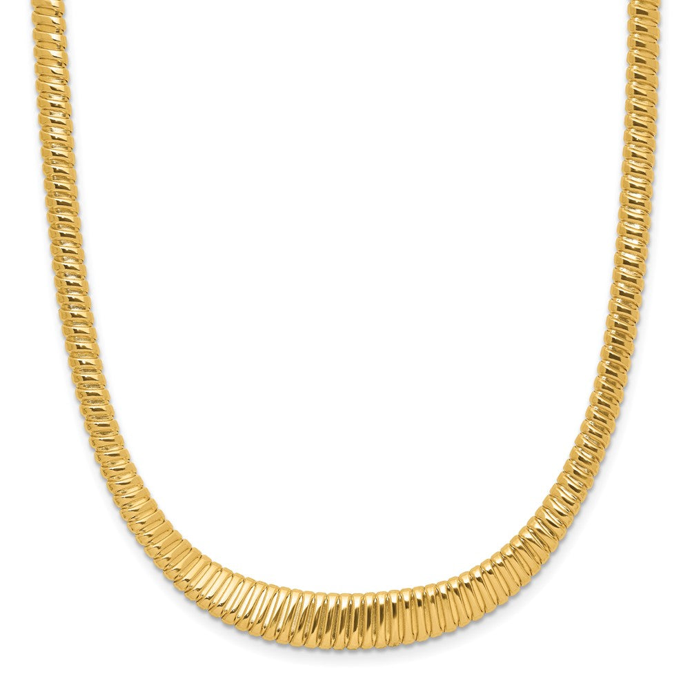 Polished Grooved Graduated Necklace 18"