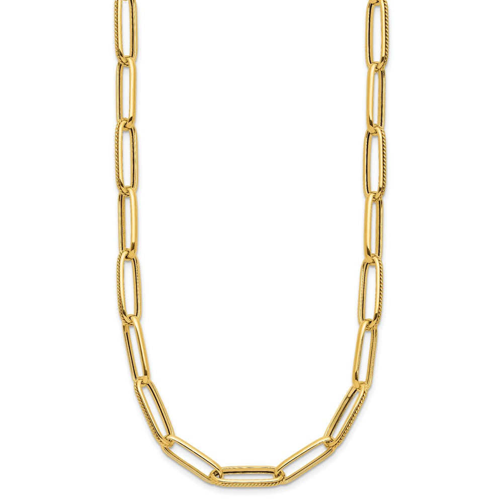 Polished and Textured Fancy Link Necklace 17" - 6.55mm