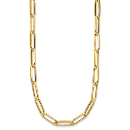 Polished and Textured Fancy Link Necklace 17" - 6.55mm
