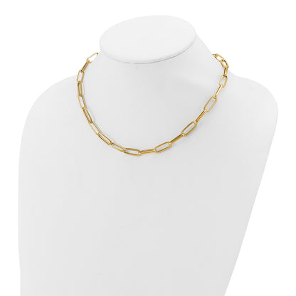 Polished and Textured Fancy Link Necklace 17" - 6.55mm