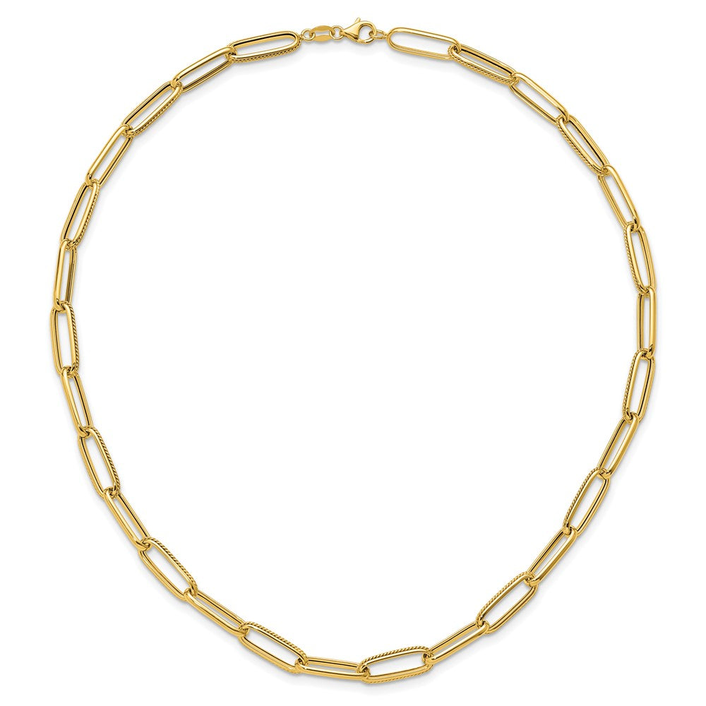 Polished and Textured Fancy Link Necklace 17" - 6.55mm
