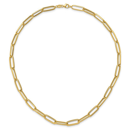 Polished and Textured Fancy Link Necklace 17" - 6.55mm