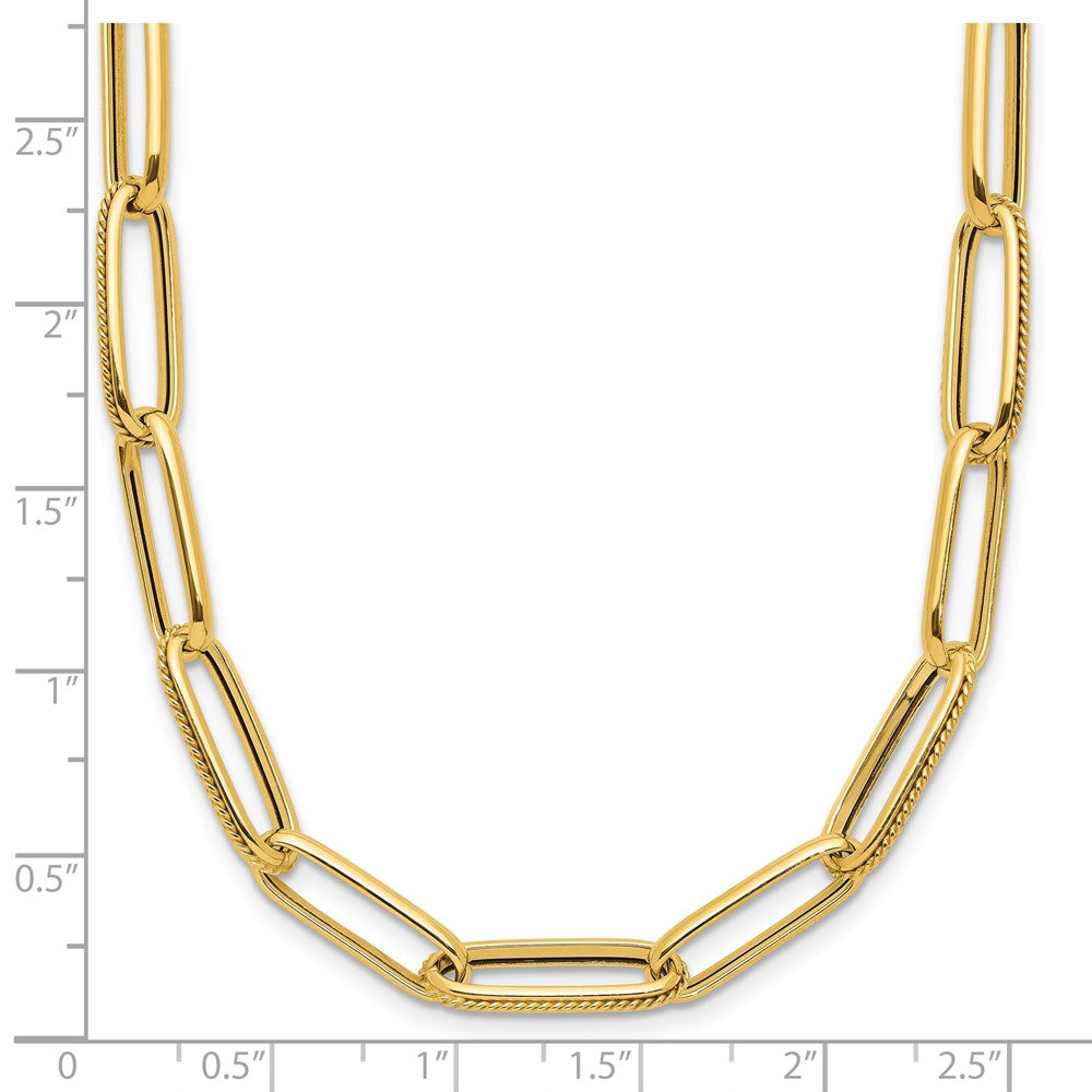 Polished and Textured Fancy Link Necklace 17" - 6.55mm