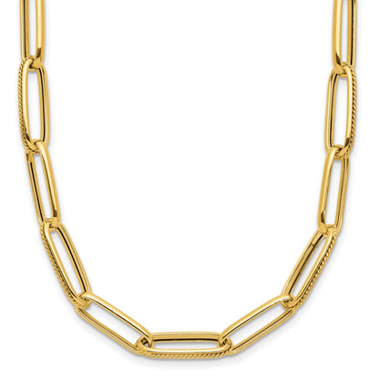 Polished and Textured Fancy Link Necklace 17" - 6.55mm