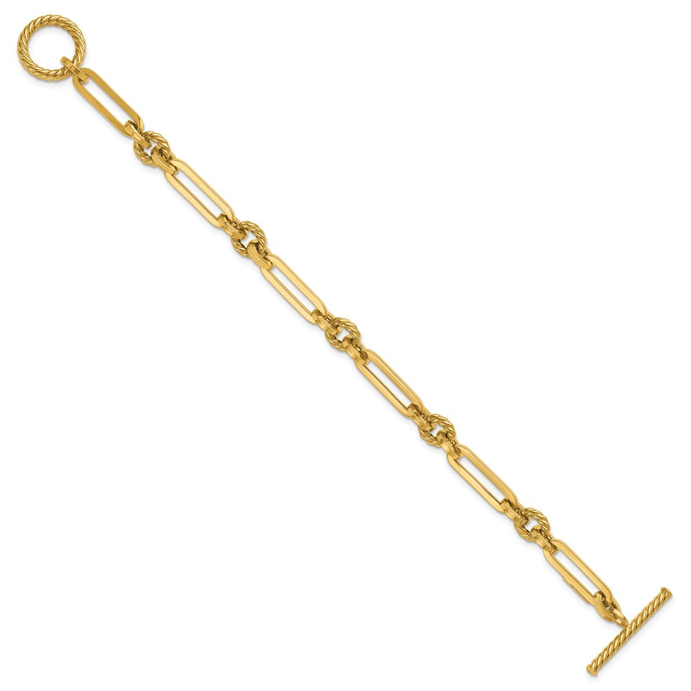 Polished Fancy Link Toggle Bracelet 7.5"