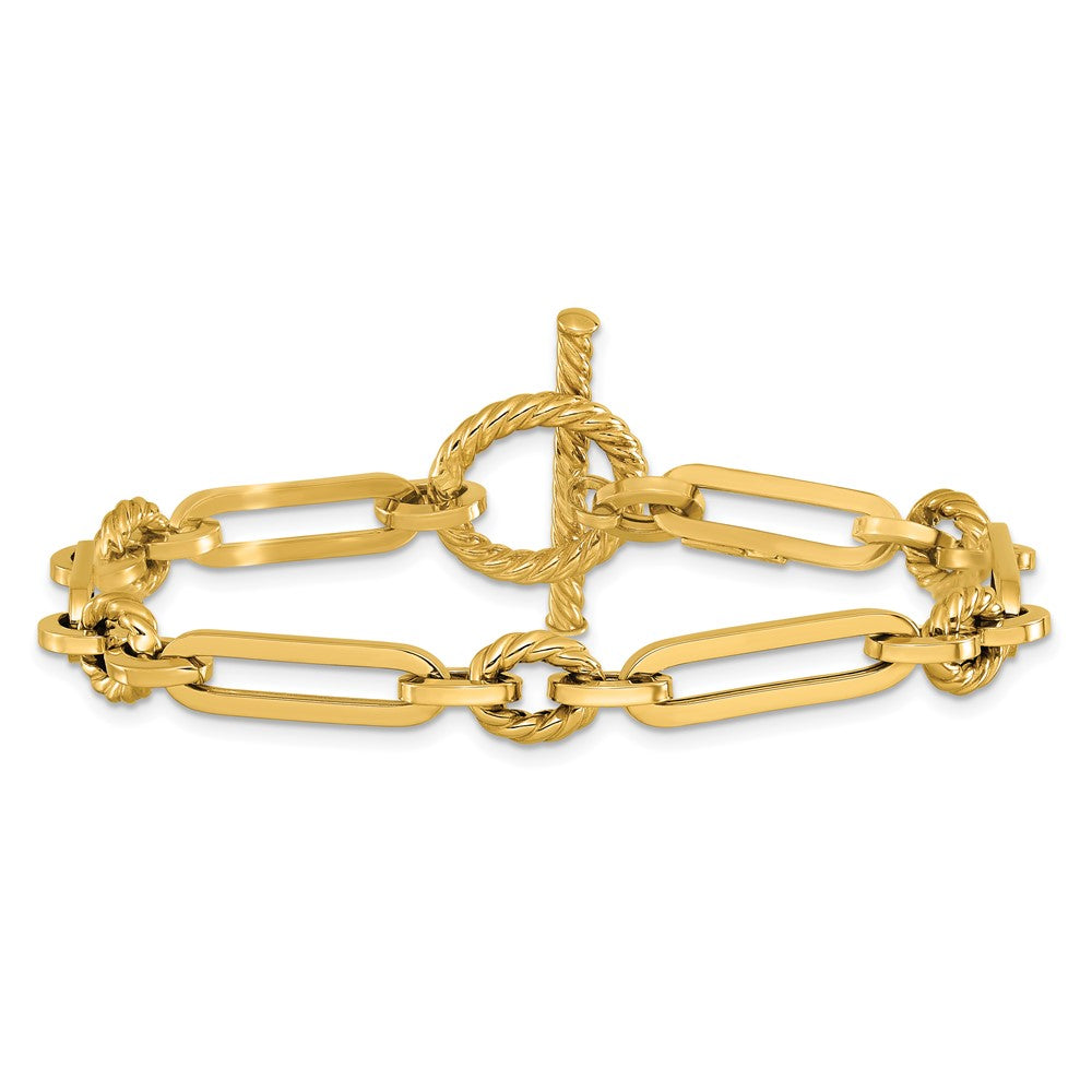 Polished Fancy Link Toggle Bracelet 7.5"
