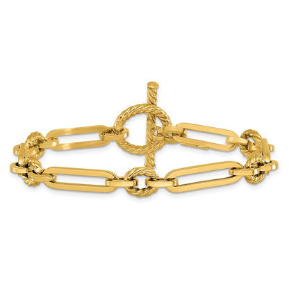 Polished Fancy Link Toggle Bracelet 7.5"