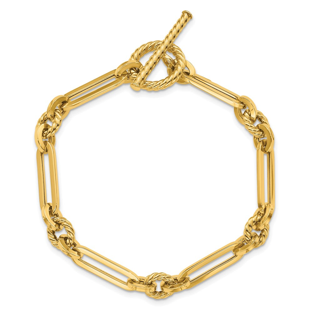 Polished Fancy Link Toggle Bracelet 7.5"
