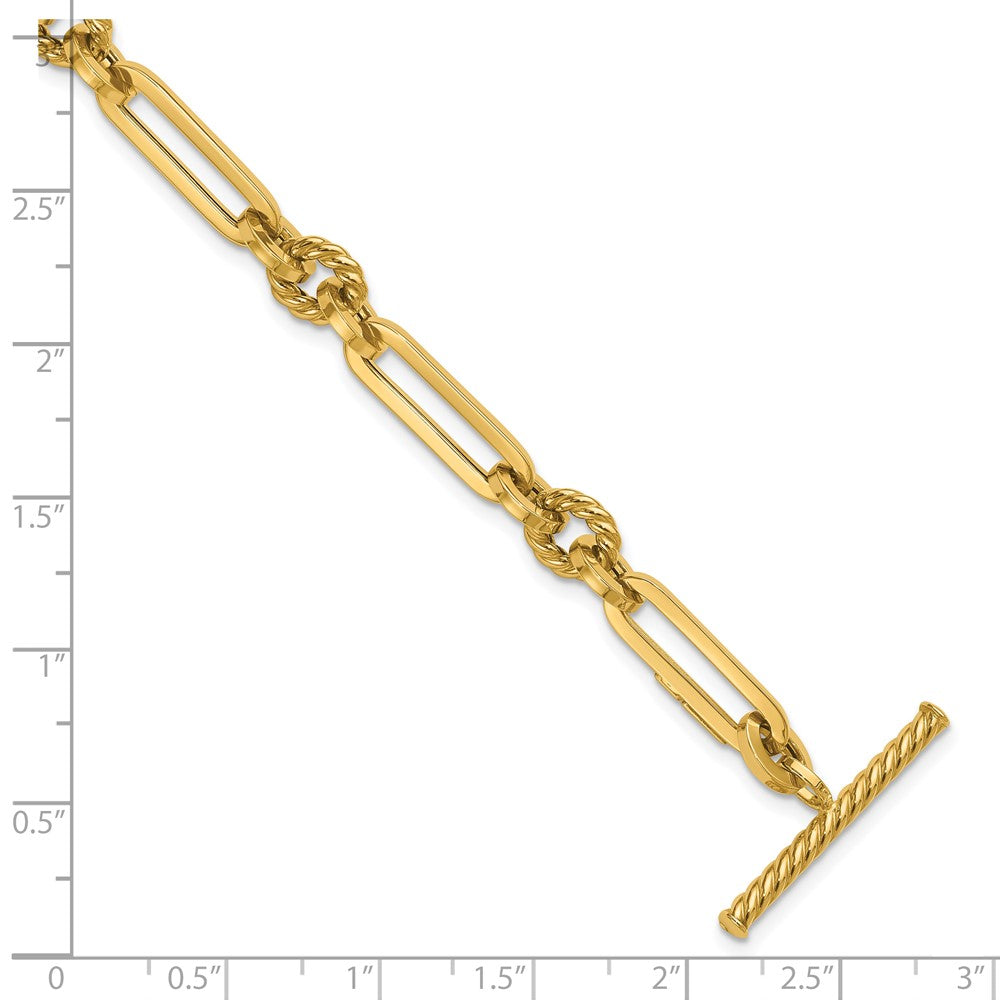 Polished Fancy Link Toggle Bracelet 7.5"