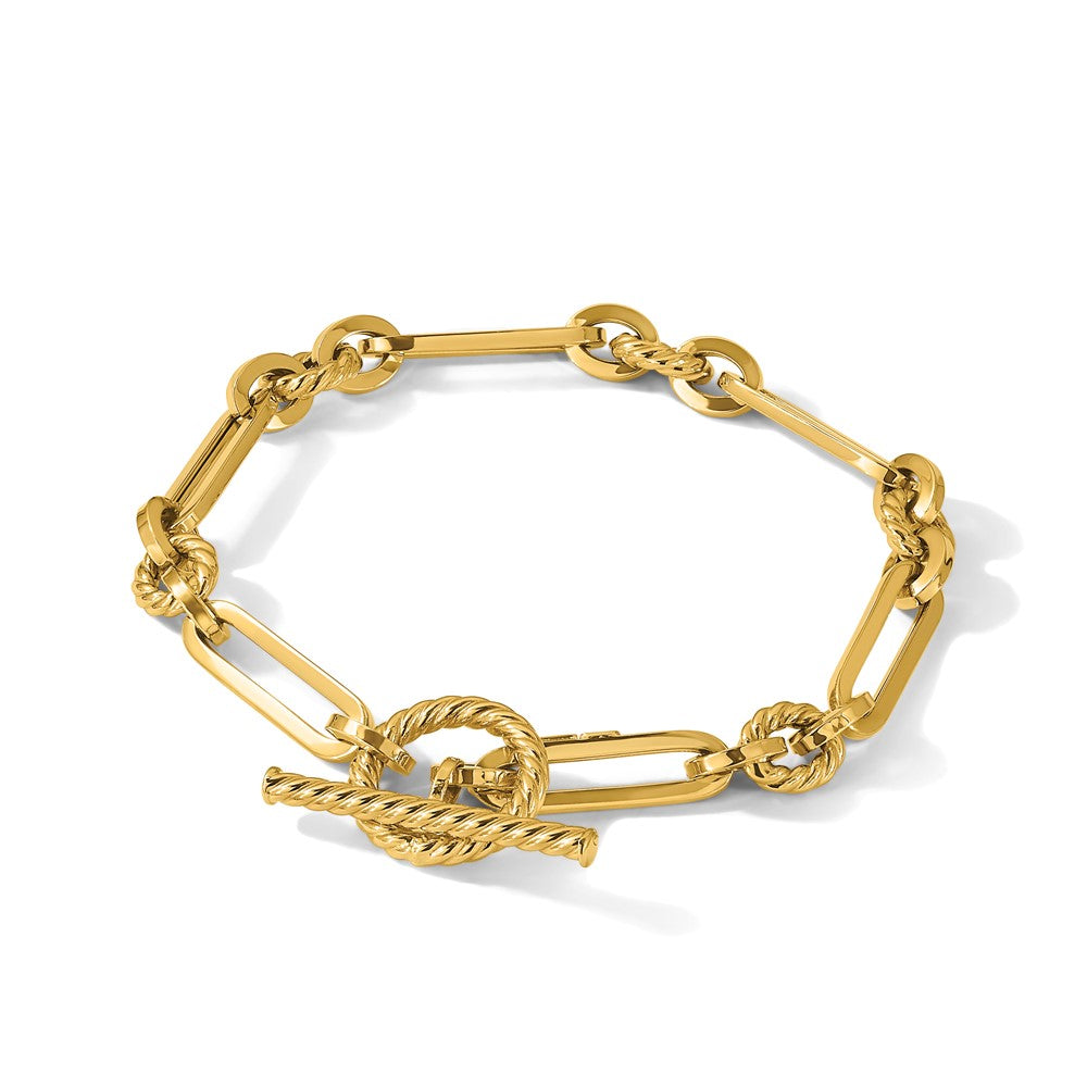 Polished Fancy Link Toggle Bracelet 7.5"