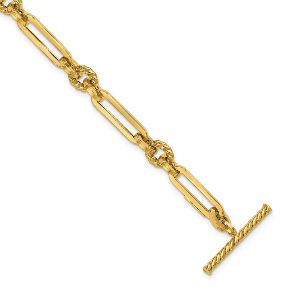 Polished Fancy Link Toggle Bracelet 7.5"