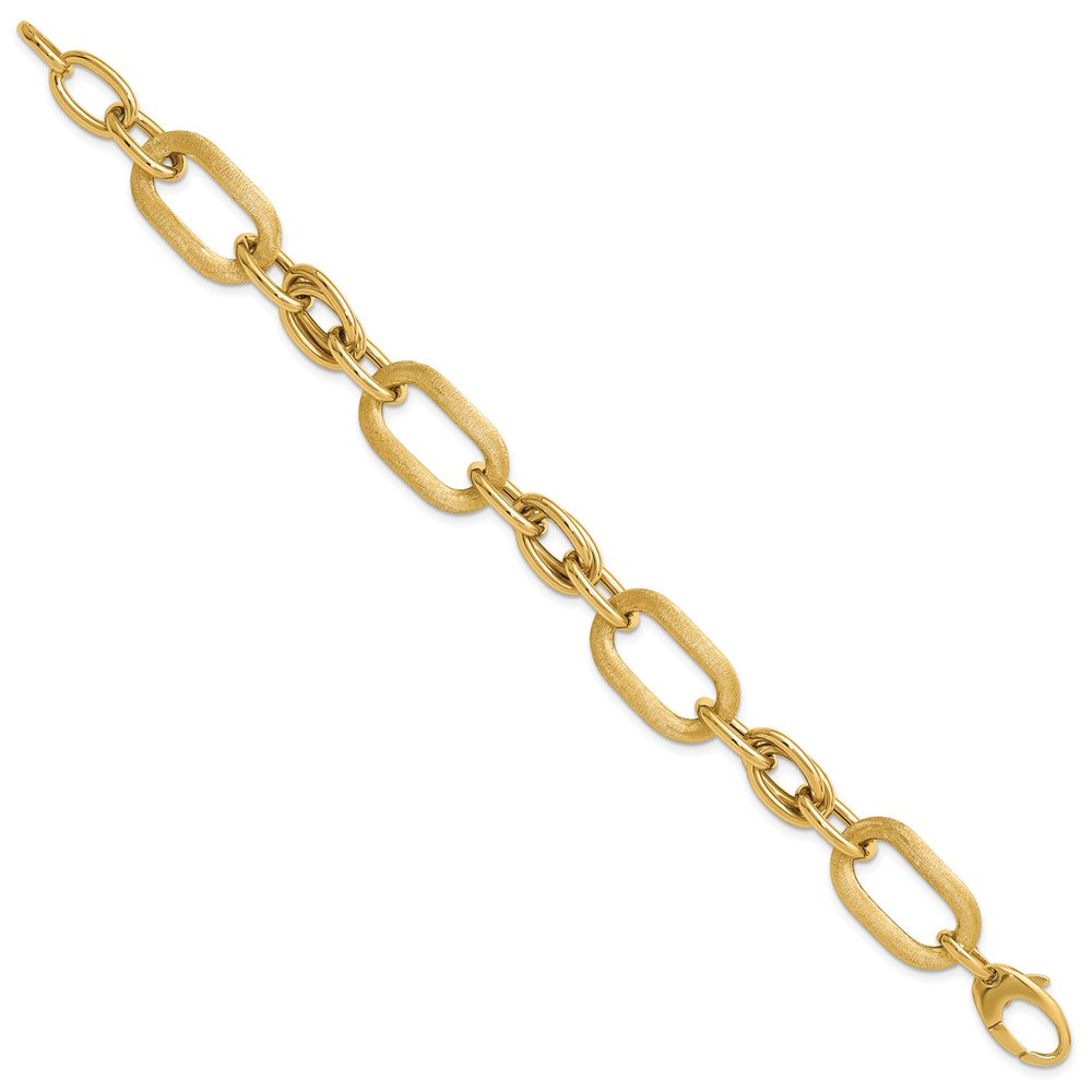 Polished and Satin Fancy Link Bracelet 7.5" - 11.48g