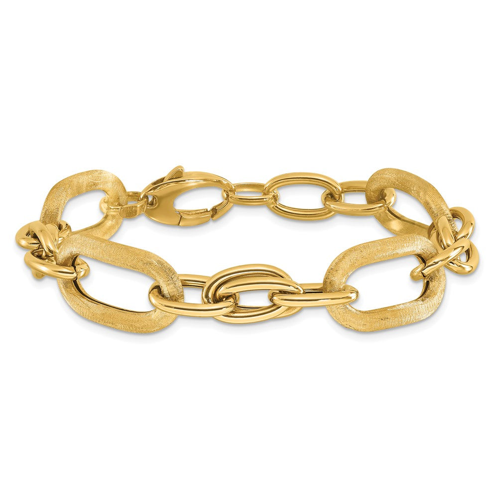 Polished and Satin Fancy Link Bracelet 7.5" - 11.48g