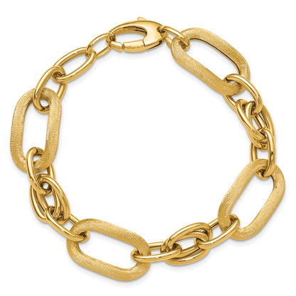 Polished and Satin Fancy Link Bracelet 7.5" - 11.48g