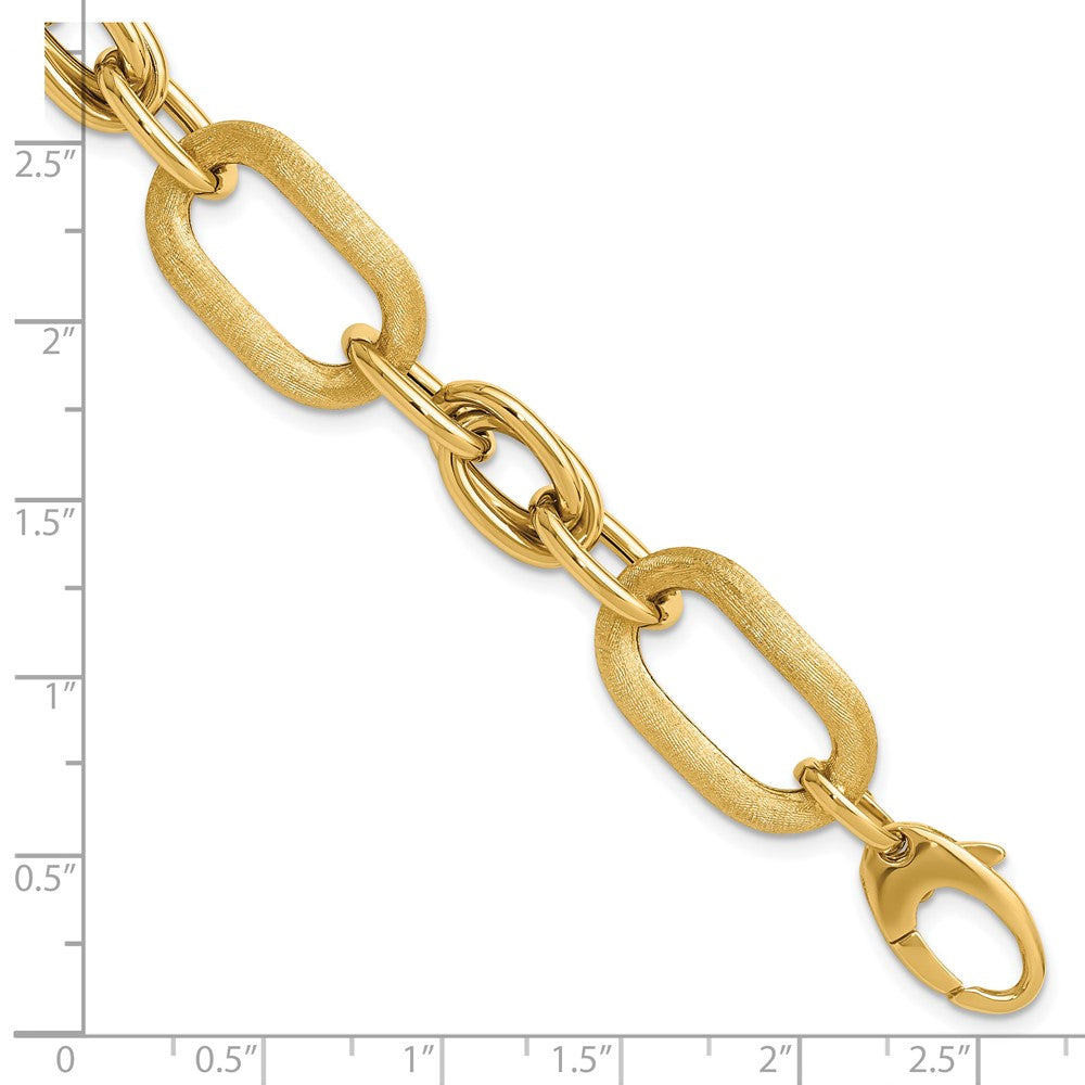 Polished and Satin Fancy Link Bracelet 7.5" - 11.48g