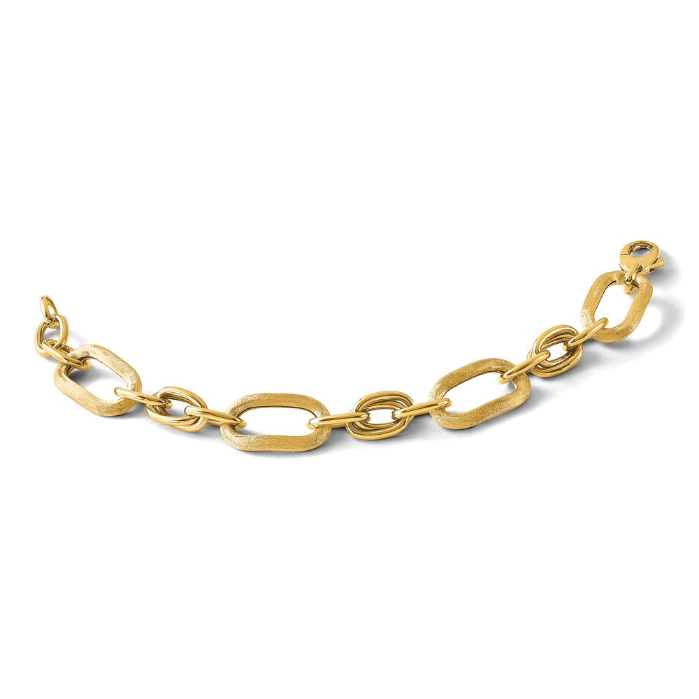 Polished and Satin Fancy Link Bracelet 7.5" - 11.48g