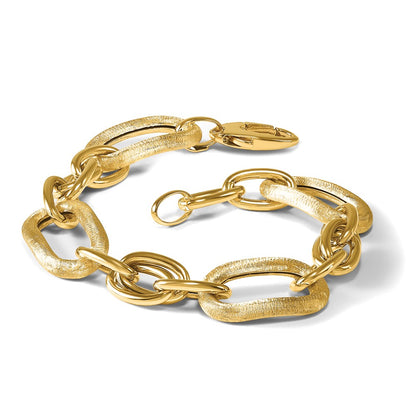 Polished and Satin Fancy Link Bracelet 7.5" - 11.48g