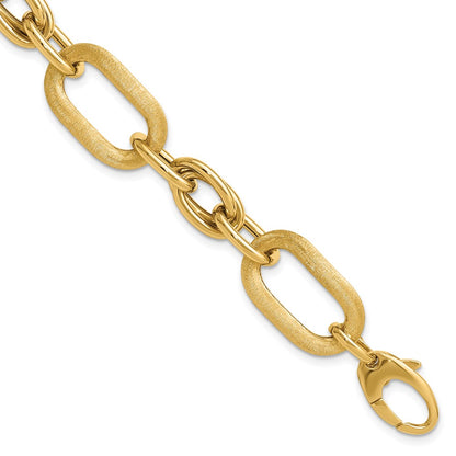 Polished and Satin Fancy Link Bracelet 7.5" - 11.48g
