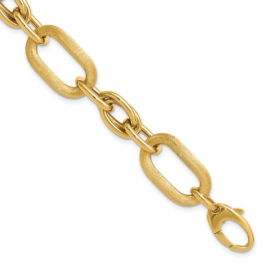 Polished and Satin Fancy Link Bracelet 7.5" - 11.48g