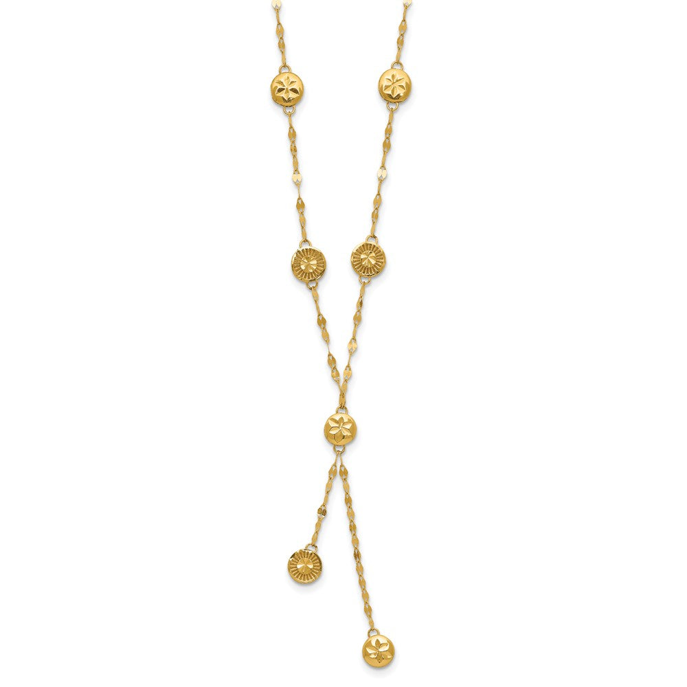 Polished and Diamond-cut Disc Design w/2in ext. Necklace