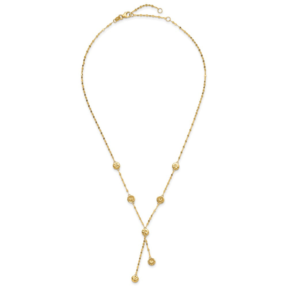Polished and Diamond-cut Disc Design w/2in ext. Necklace