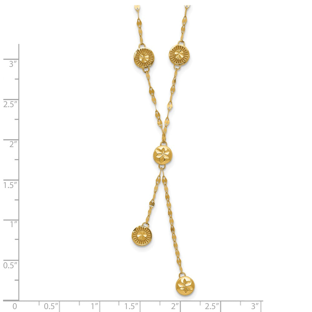 Polished and Diamond-cut Disc Design w/2in ext. Necklace