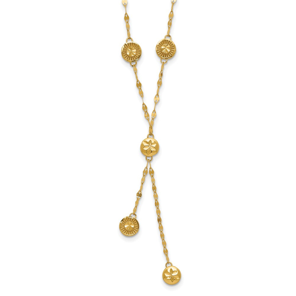Polished and Diamond-cut Disc Design w/2in ext. Necklace