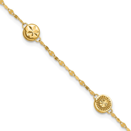 Polished and Diamond-cut Disc Design Bracelet 7.5"