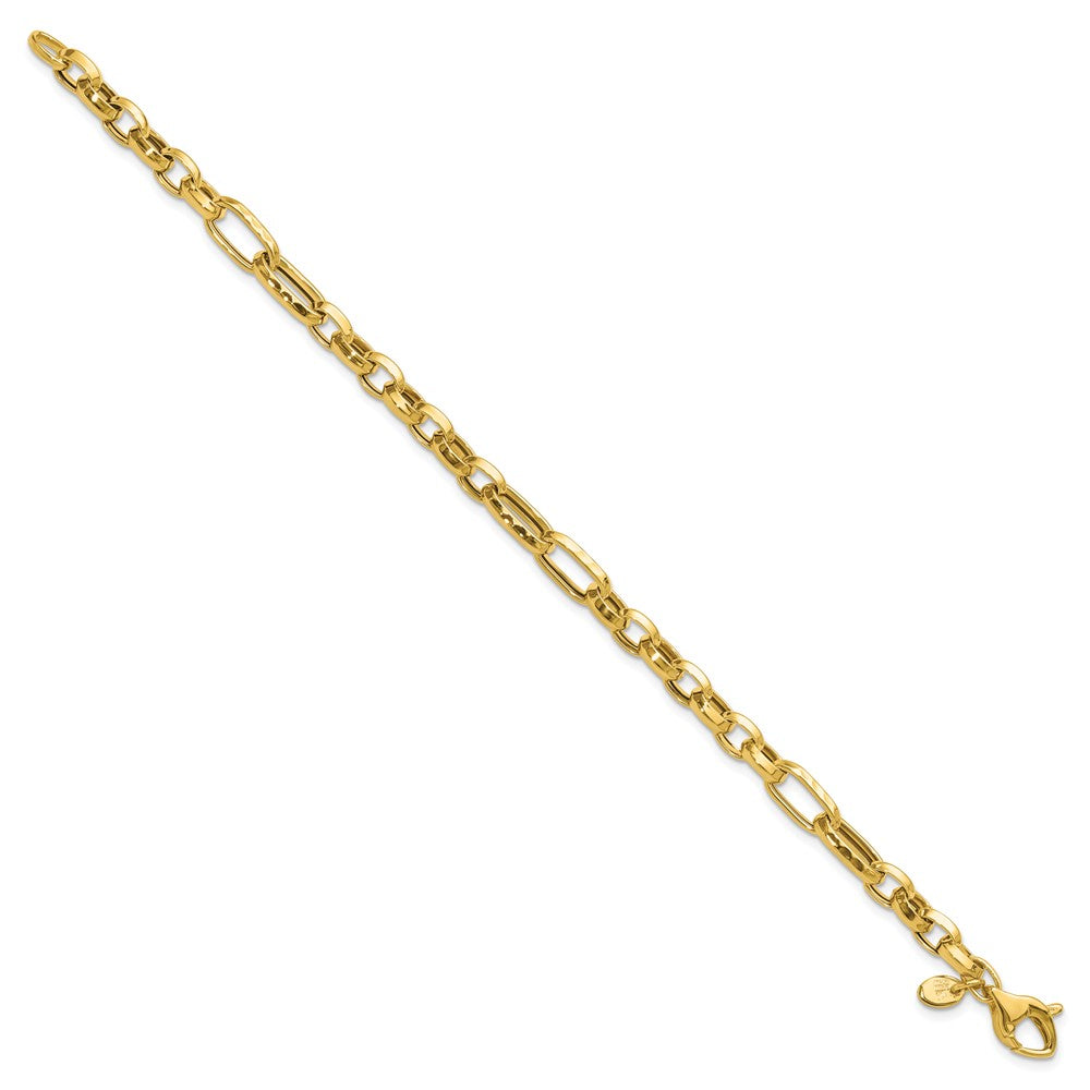 Polished and Hammered Fancy Link Bracelet 7.5"