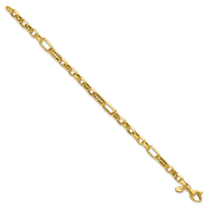 Polished and Hammered Fancy Link Bracelet 7.5"
