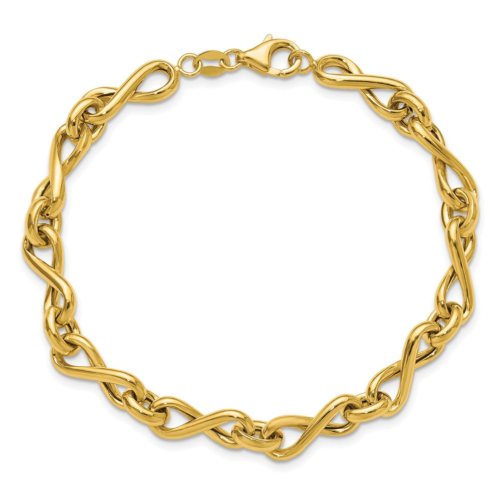 Polished Fancy Twisted Link Infinity Bracelet 8"