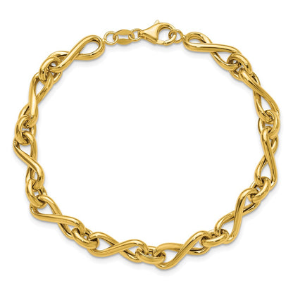 Polished Fancy Twisted Link Infinity Bracelet 8"