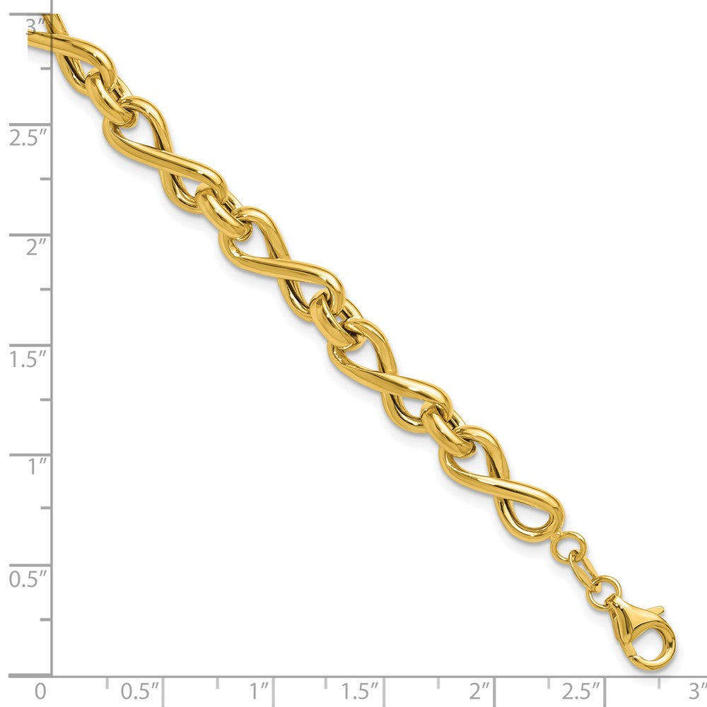Polished Fancy Twisted Link Infinity Bracelet 8"