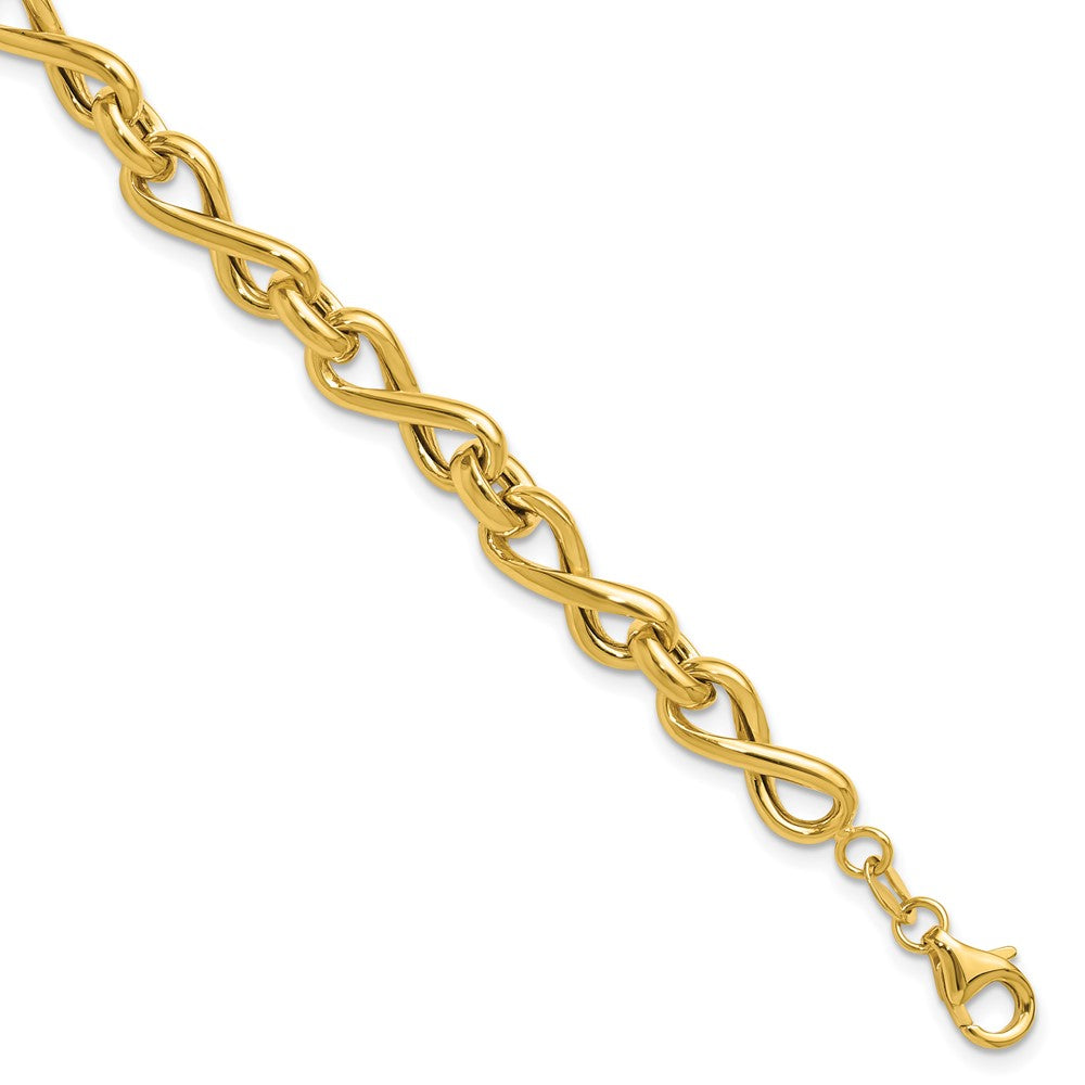Polished Fancy Twisted Link Infinity Bracelet 8"
