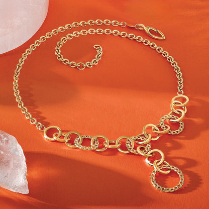 Polished Circles Y-Drop w/1in ext. Necklace