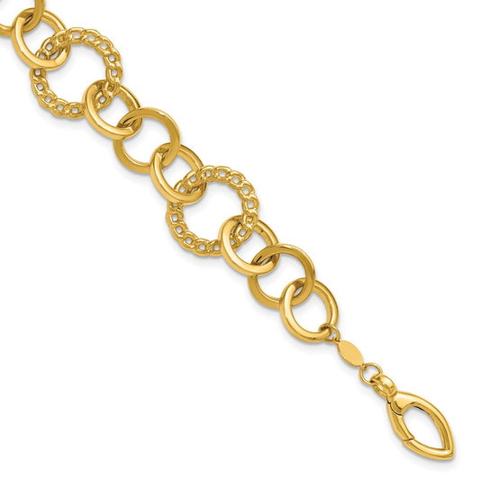 Polished Fancy Circle Link Bracelet 7.5"