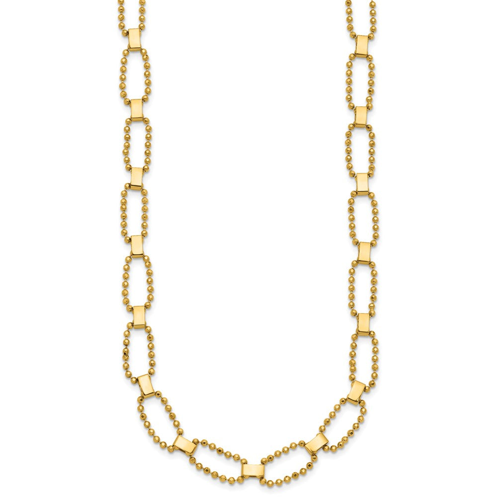 Polished / Dia-cut Fancy Beaded Link w/ 2in ext. Necklace