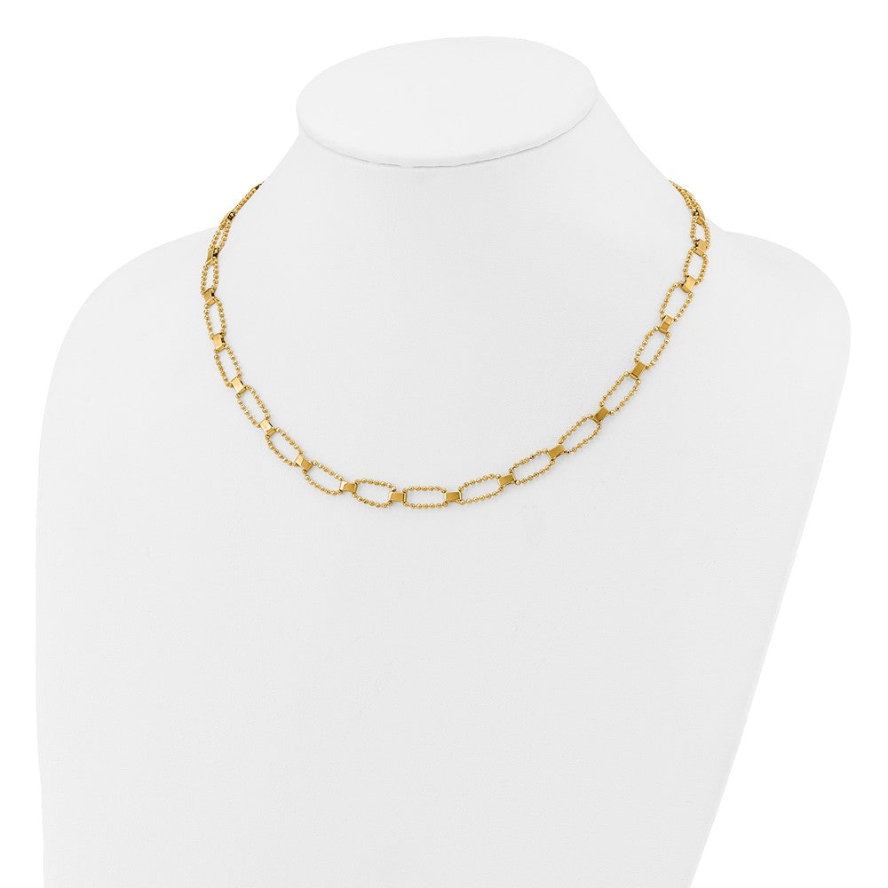 Polished / Dia-cut Fancy Beaded Link w/ 2in ext. Necklace