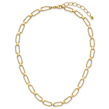 Polished / Dia-cut Fancy Beaded Link w/ 2in ext. Necklace