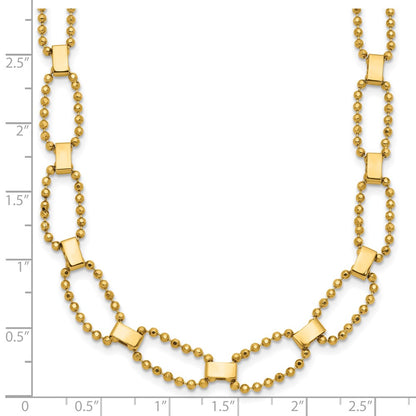 Polished / Dia-cut Fancy Beaded Link w/ 2in ext. Necklace