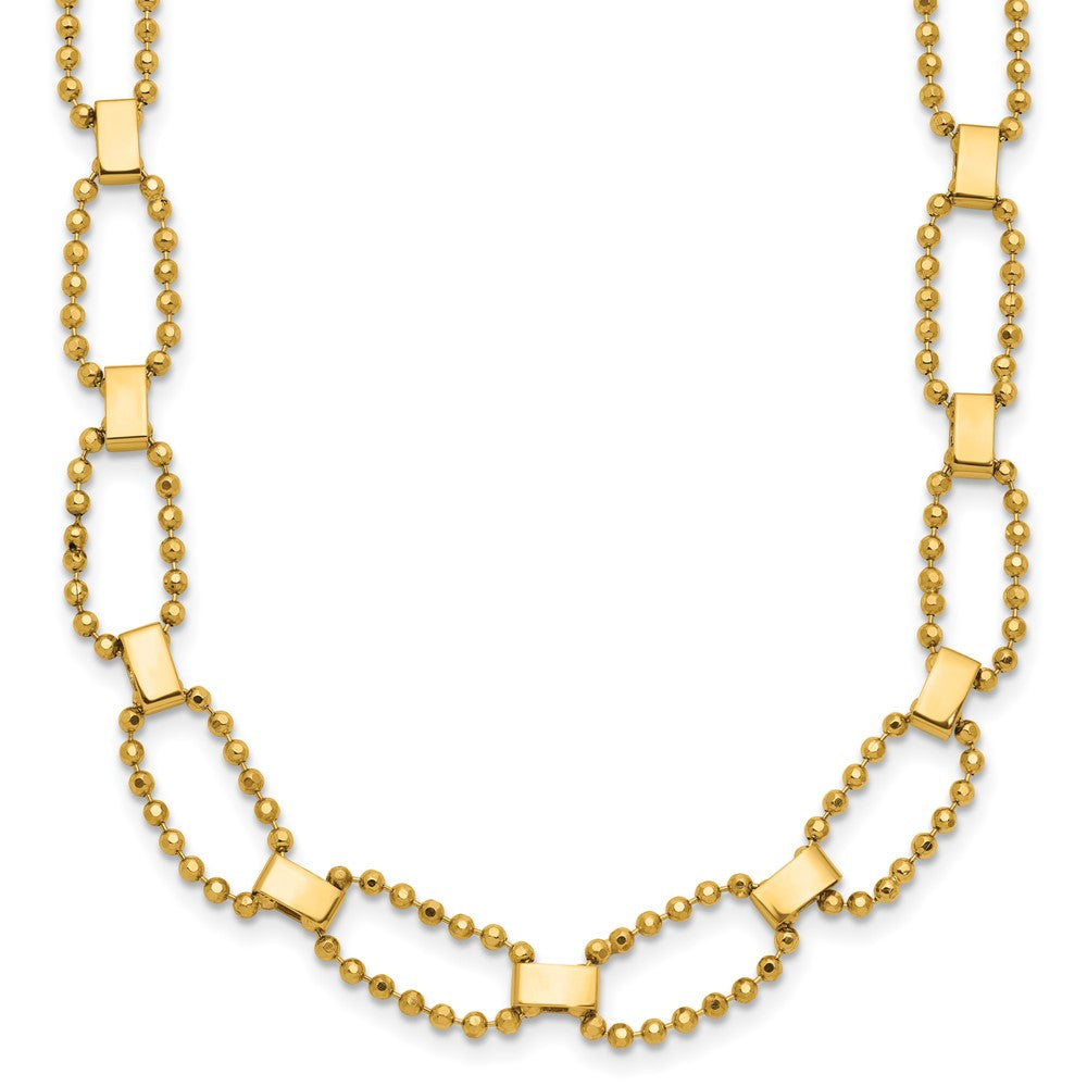 Polished / Dia-cut Fancy Beaded Link w/ 2in ext. Necklace