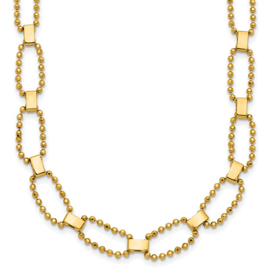 Polished / Dia-cut Fancy Beaded Link w/ 2in ext. Necklace
