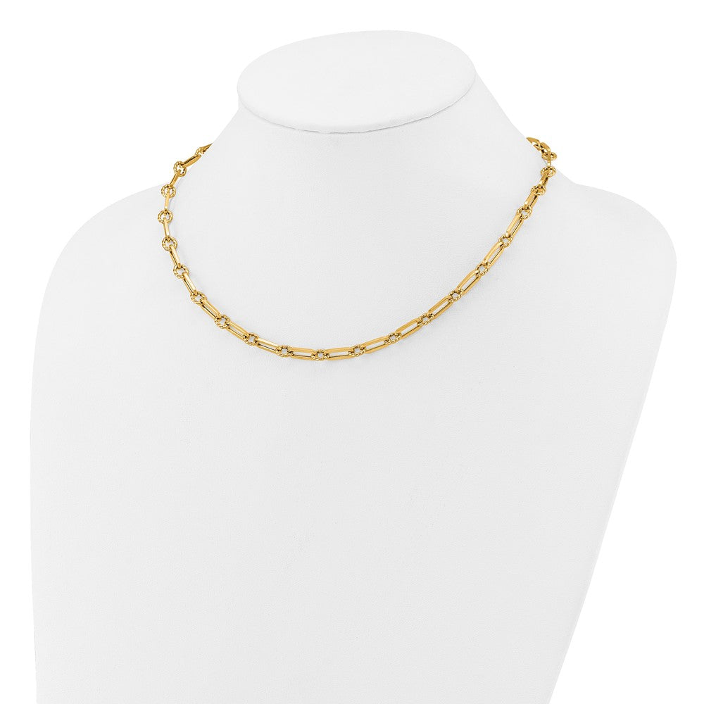 Polished and Twisted Fancy Link Toggle Necklace 18" - 6.93g