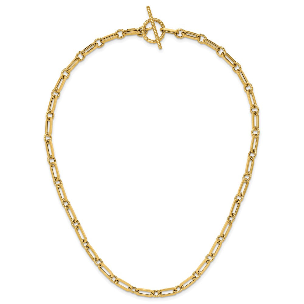 Polished and Twisted Fancy Link Toggle Necklace 18" - 6.93g