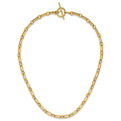 Polished and Twisted Fancy Link Toggle Necklace 18" - 6.93g