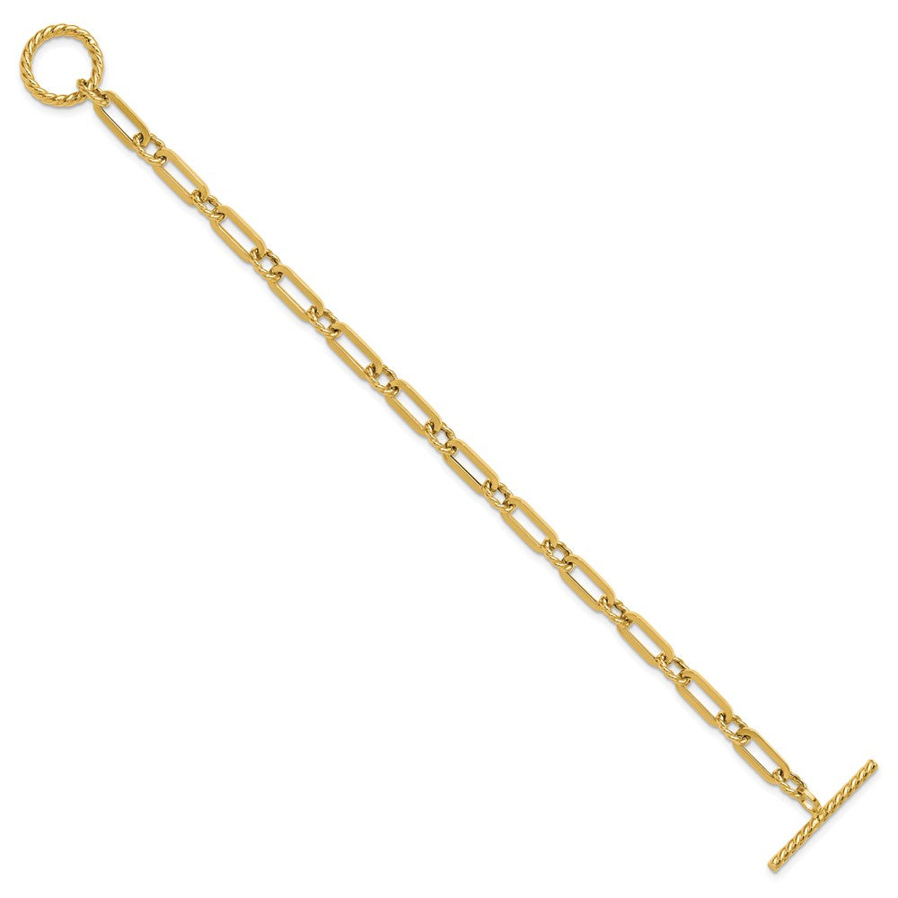 Polished and Twisted Fancy Link Toggle Bracelet 7" - 4.2g