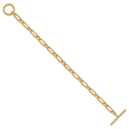 Polished and Twisted Fancy Link Toggle Bracelet 7" - 4.2g