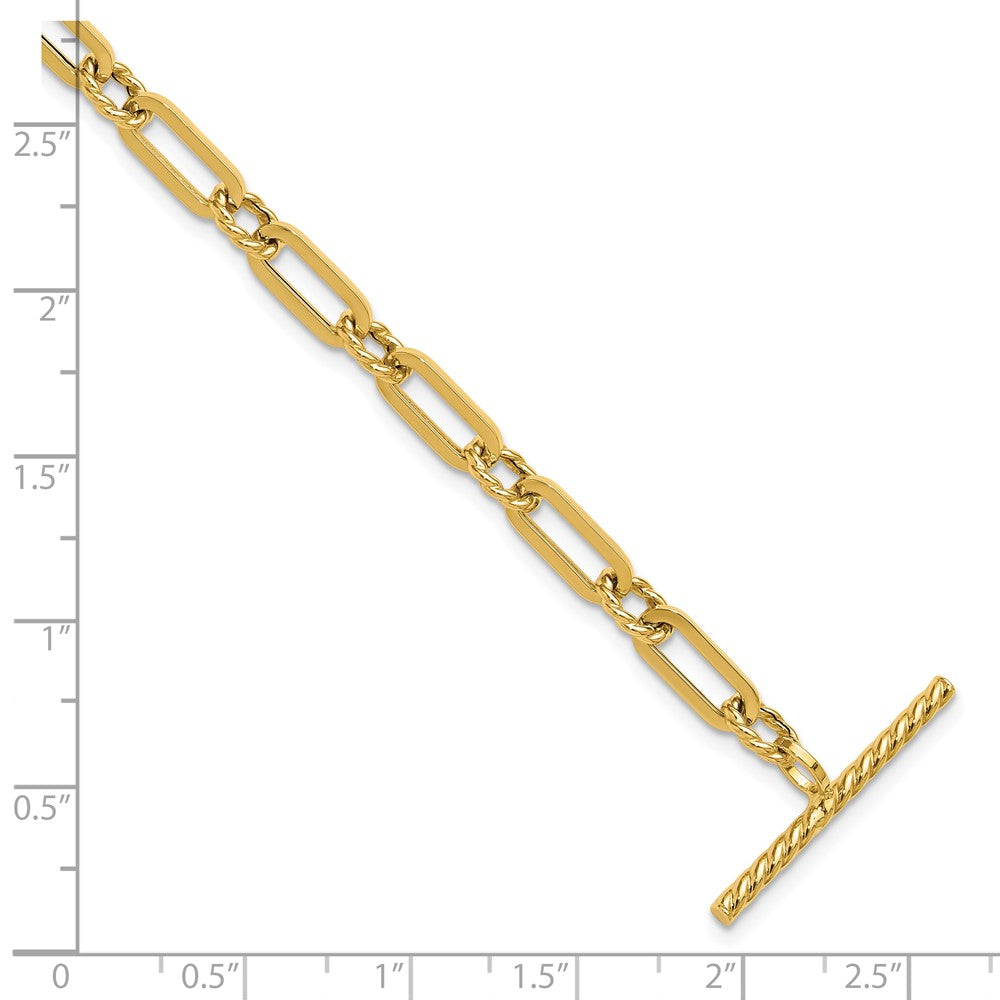 Polished and Twisted Fancy Link Toggle Bracelet 7" - 4.2g