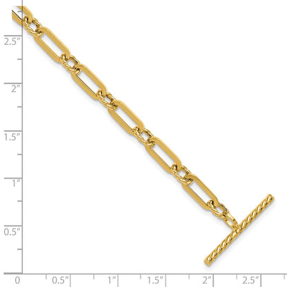Polished and Twisted Fancy Link Toggle Bracelet 7" - 4.2g