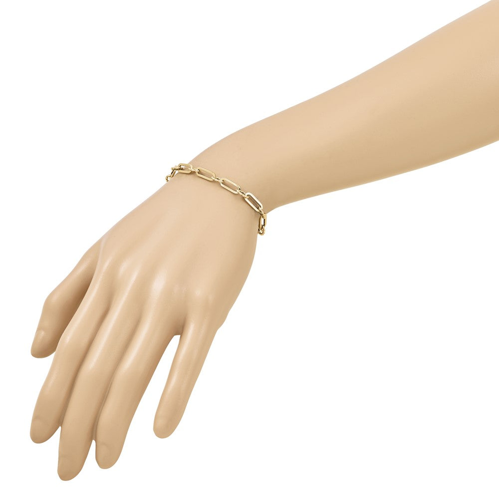 Polished and Twisted Fancy Link Toggle Bracelet 7" - 4.2g